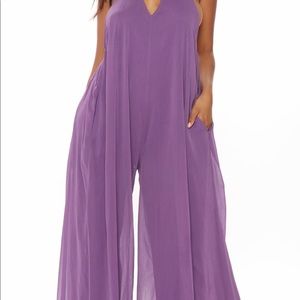 PURPLE HALTER JUMPSUIT